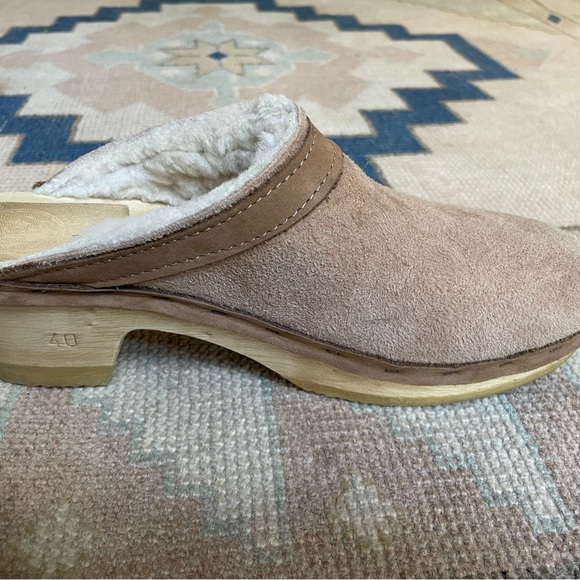 No. 6 Sherpa Lined Tan Suede Clog Size 40 - runs small - Picture 10 of 12